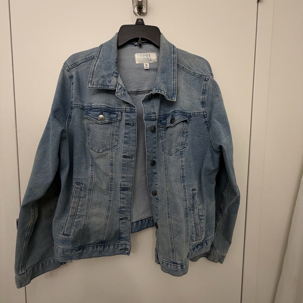Light Blue Denim Jacket Size XXL (has stains as pictured)